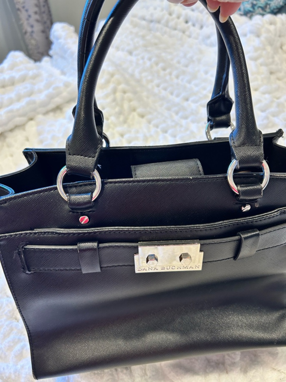 Dana Buchman Black Structured Saffiano Satchel